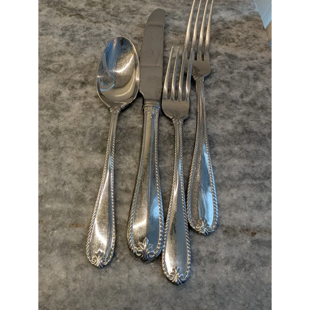 4 Lenox TUDOR BEAD Stainless 18/10 Glossy Rope Edge Flatware